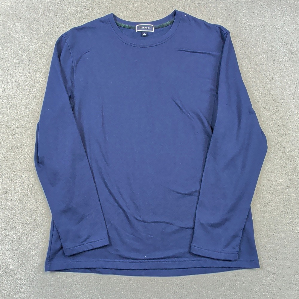 Club Room Long Sleeve Shirt Mens Large Blue Crew Neck Cotton Blend Basic